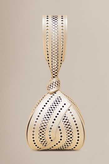 Shop_Ampm_Ivory Egret Laser Cut Bag _Online_at_Aza_Fashions