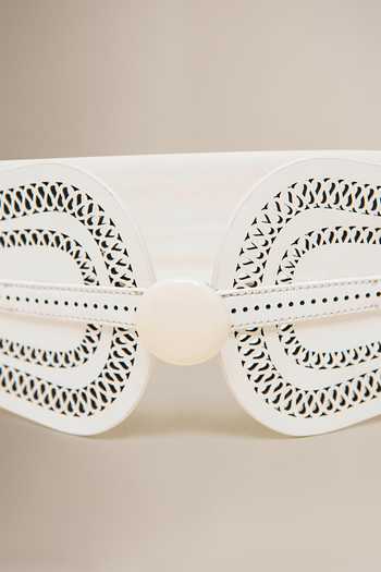 Buy_Ampm_Ivory Laser Cut Leather Belt _Online_at_Aza_Fashions