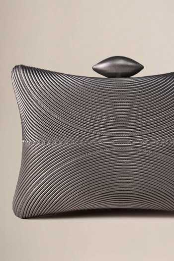 Buy_Ampm_Silver Reis Curving Coded Clutch _Online_at_Aza_Fashions