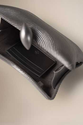 Shop_Ampm_Silver Reis Curving Coded Clutch _Online_at_Aza_Fashions