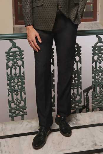 ZOOP MEN_Gold Jacquard, Rayon Embroidery Weaved Tuxedo Set _Online_at_Aza_Fashions