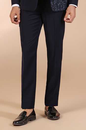 Shop_ZOOP MEN_Blue Satin, Silk Embroidery, Sequins, Pearls 3d Tuxedo Set _Online_at_Aza_Fashions