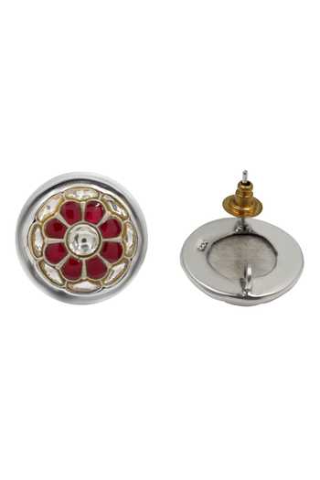 Sangeeta Boochra_Pink Classic Kundan Silver Earrings _Online_at_Aza_Fashions