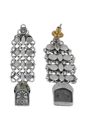 Sangeeta Boochra_Silver Plated Handcrafted Heritage Earrings _Online_at_Aza_Fashions
