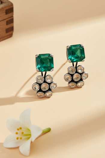 Sangeeta Boochra Handcrafted Silver Polki Earrings 