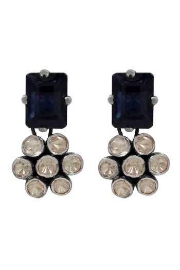 Sangeeta Boochra Handcrafted Polki Silver Statement Earrings 