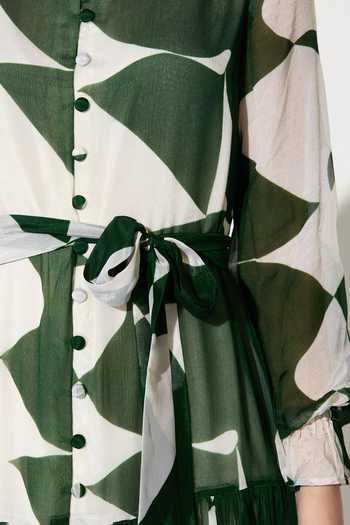 Shop_Koai_Green Chiffon Mandarin Collar Abstract Print Maxi Dress _Online_at_Aza_Fashions