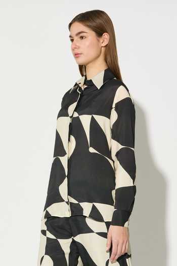 Buy_Koai_Black Silk, Cotton, Muslin Collared Abstract Print Shirt _Online_at_Aza_Fashions