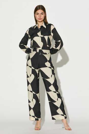 Buy_Koai_Black Silk, Cotton, Muslin Abstract Print Pant _Online_at_Aza_Fashions