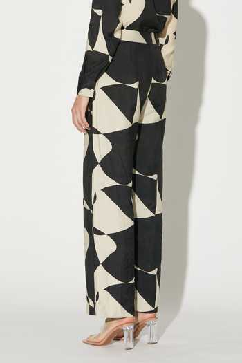 Shop_Koai_Black Silk, Cotton, Muslin Abstract Print Pant _Online_at_Aza_Fashions