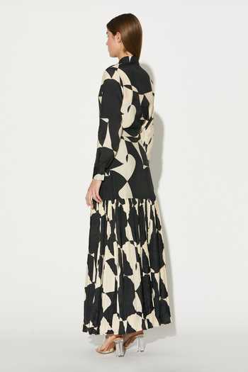 Koai_Black Silk, Cotton, Muslin Abstract Print Skirt _Online_at_Aza_Fashions
