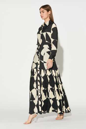Shop_Koai_Black Silk, Cotton, Muslin Abstract Print Skirt _Online_at_Aza_Fashions