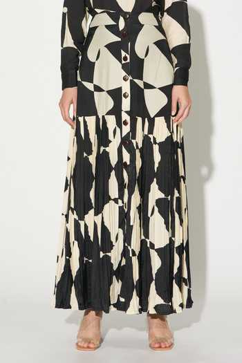 Buy_Koai_Black Silk, Cotton, Muslin Abstract Print Skirt 