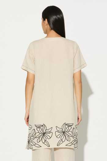 Koai Embroidered Linen Kurta 
