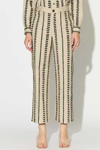 Koai Beige Cotton, Poplin Embroidered Pant Online at Aza Fashions Koai_Beige Cotton, Poplin Embroidered Pant _Online_at_Aza_Fashions
