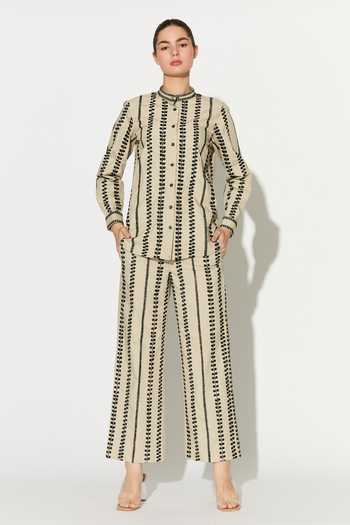 Buy Koai Beige Cotton, Poplin Embroidered Pant Online at Aza Fashions Buy_Koai_Beige Cotton, Poplin Embroidered Pant _Online_at_Aza_Fashions