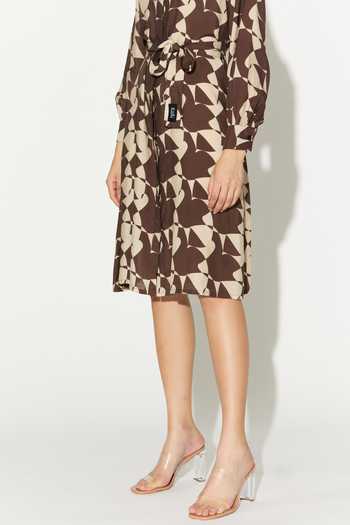 Shop_Koai_White Silk, Cotton, Muslin Collared Abstract Shirt Midi Dress _Online_at_Aza_Fashions