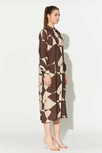 Buy_Koai_White Silk, Cotton, Muslin Collared Abstract Print Dress _Online_at_Aza_Fashions