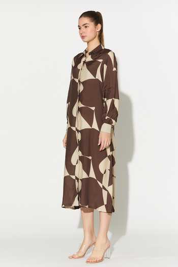 Shop_Koai_White Silk, Cotton, Muslin Collared Abstract Print Dress _Online_at_Aza_Fashions