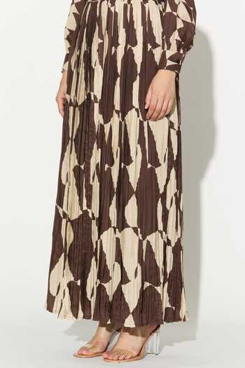 Koai_White Silk, Cotton, Muslin Long Abstract Print Skirt _Online_at_Aza_Fashions