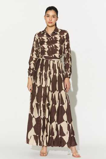 Buy_Koai_White Silk, Cotton, Muslin Long Abstract Print Skirt _Online_at_Aza_Fashions