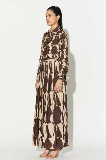 Koai_White Silk, Cotton, Muslin Long Abstract Print Skirt _at_Aza_Fashions