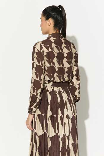 Shop_Koai_White Silk, Cotton, Muslin Long Abstract Print Skirt 