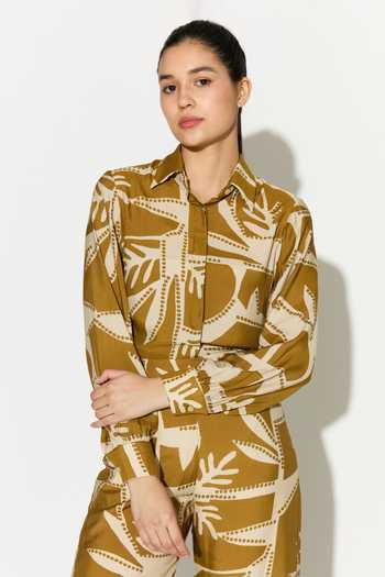 Koai Abstract Leaf Print Shirt 