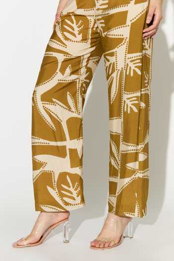 Koai Off White Silk, Cotton, Muslin Leaf Print Pant Online at Aza Fashions Koai_Off White Silk, Cotton, Muslin Leaf Print Pant _Online_at_Aza_Fashions