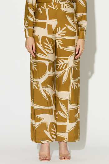 Buy Koai Off White Silk, Cotton, Muslin Leaf Print Pant Online at Aza Fashions Buy_Koai_Off White Silk, Cotton, Muslin Leaf Print Pant _Online_at_Aza_Fashions