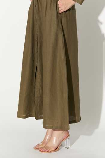 Shop_Koai_Green Linen Collared Maxi Dress 