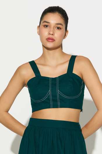 Koai Contrast Stitching Bustier Top 