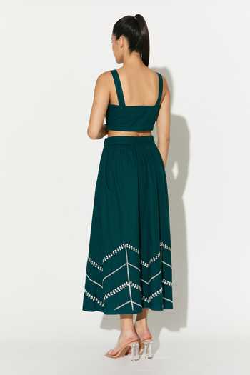 Koai Poplin Cotton Embroidered Skirt 
