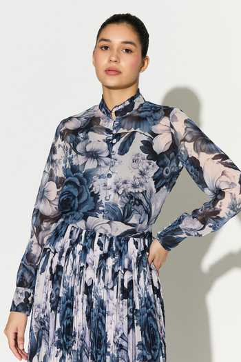 Koai Floral Pattern Georgette Shirt 