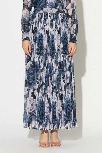 Buy_Koai_Blue Georgette Floral Pattern Long Maxi Skirt _Online_at_Aza_Fashions