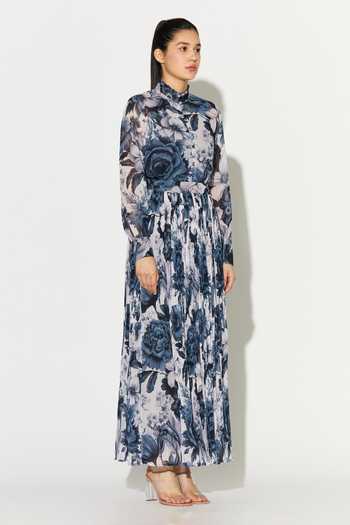 Shop_Koai_Blue Georgette Floral Pattern Long Maxi Skirt _Online_at_Aza_Fashions
