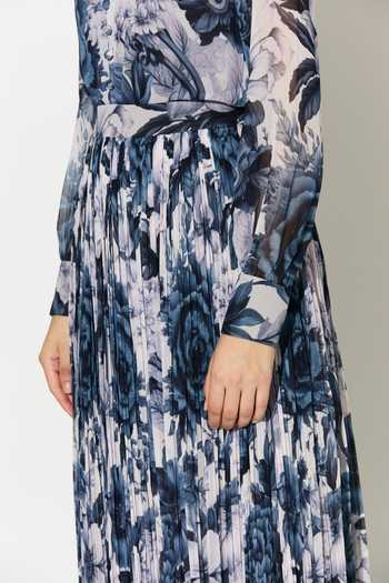 Koai_Blue Georgette Floral Pattern Long Maxi Skirt _at_Aza_Fashions