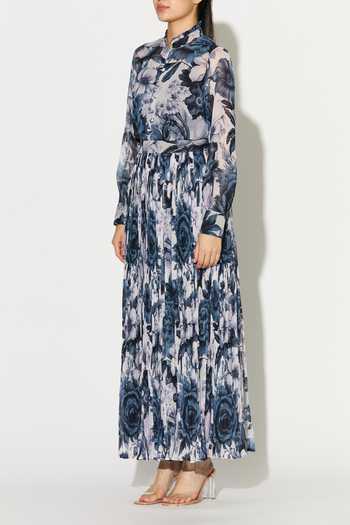 Buy_Koai_Blue Georgette Floral Pattern Long Maxi Skirt 