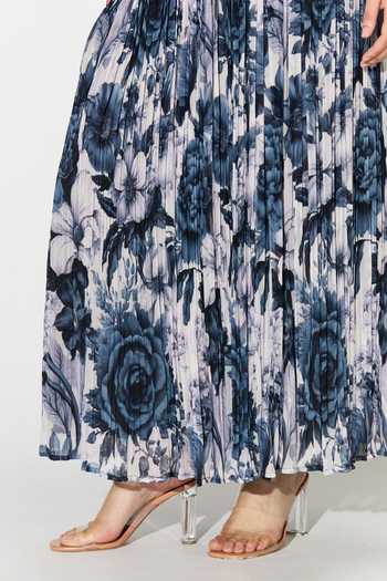 Shop_Koai_Blue Georgette Floral Pattern Long Maxi Skirt 