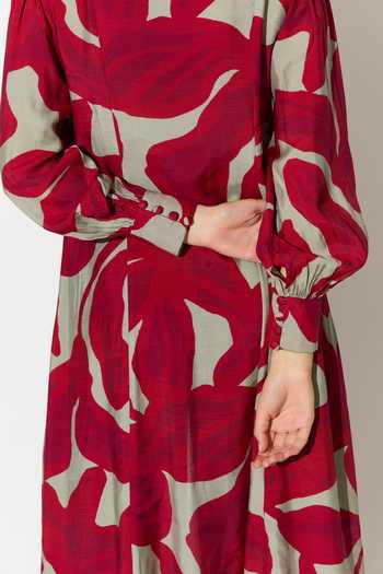 Shop_Koai_Pink Silk, Cotton, Muslin Collared Floral Print Dress _Online_at_Aza_Fashions