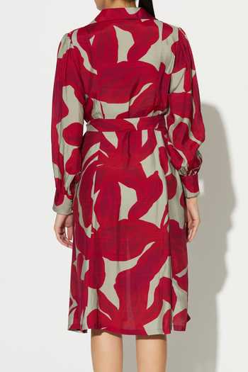 Buy_Koai_Pink Silk, Cotton, Muslin Collared Floral Print Dress 