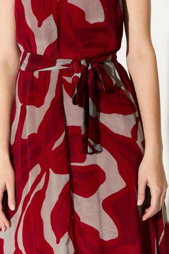 Buy_Koai_Beige Chiffon V-neck Floral Maxi Dress 