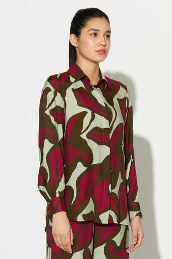 Buy_Koai_Pink Silk, Cotton, Muslin Collared Floral Print Shirt _Online_at_Aza_Fashions