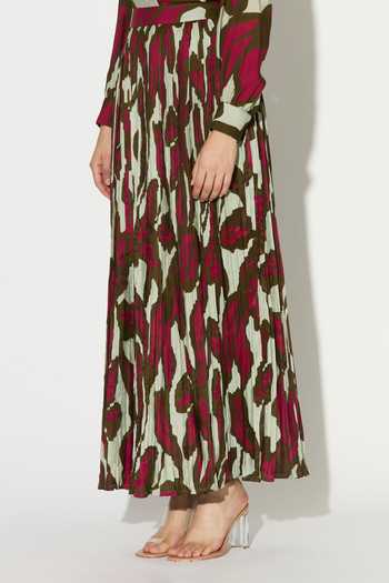 Koai_Pink Silk, Cotton, Muslin Floral Print Skirt _Online_at_Aza_Fashions