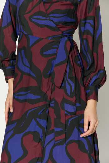 Buy_Koai_Blue Silk, Cotton, Muslin V-neck Abstract Print Dress 