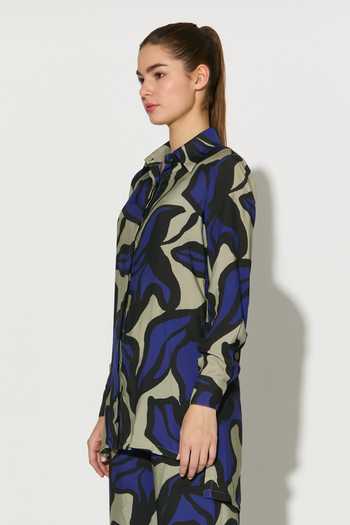 Buy_Koai_Blue Silk, Cotton, Muslin Collared Floral Print Shirt _Online_at_Aza_Fashions