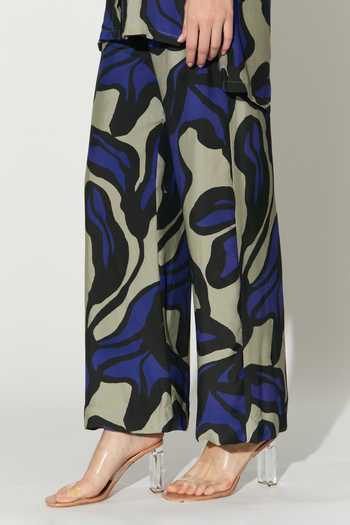 Buy_Koai_Blue Silk, Cotton, Muslin Floral Print Pant _Online_at_Aza_Fashions