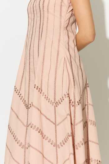 Shop_Koai_Peach Cotton, Poplin Scoop Neck Embroidered Dress 