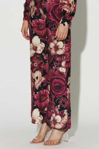 Buy Koai Pink Silk, Cotton, Muslin Floral Print Pant Online at Aza Fashions Buy_Koai_Pink Silk, Cotton, Muslin Floral Print Pant _Online_at_Aza_Fashions