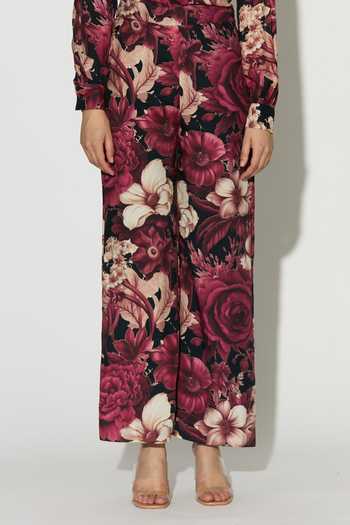 Koai Pink Silk, Cotton, Muslin Floral Print Pant at Aza Fashions Koai_Pink Silk, Cotton, Muslin Floral Print Pant _at_Aza_Fashions